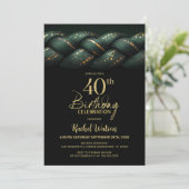 Invitation Green Gold Braid 40e fête d'anniversaire (Debout devant)