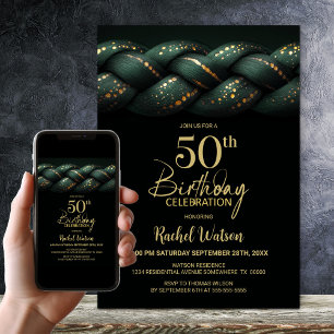 Invitation Green Gold Braid 50e fête d'anniversaire