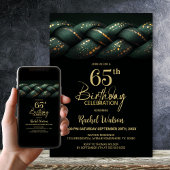 Invitation Green Gold Braid 65e fête d'anniversaire