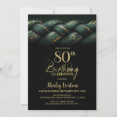 Invitation Green Gold Braid 80e fête d'anniversaire (Devant)