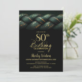 Invitation Green Gold Braid 80e fête d'anniversaire (Debout devant)