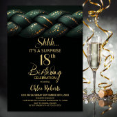 Invitation Green Gold Braid Surprise 18ème anniversaire