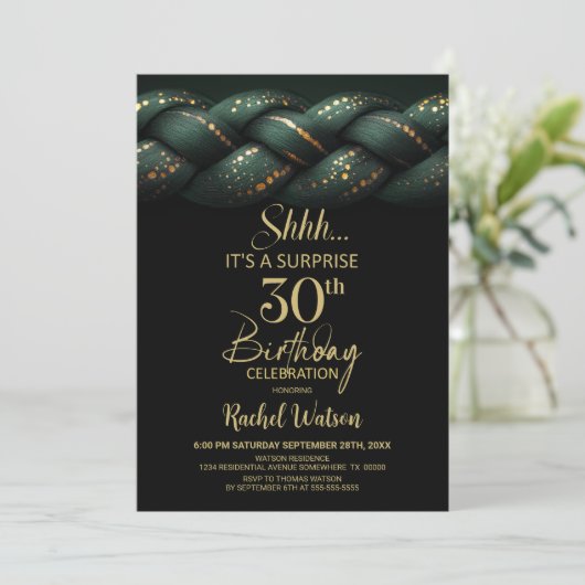 Invitation Green Gold Braid Surprise 30e anniversaire (Debout devant)