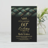 Invitation Green Gold Braid Surprise 60e anniversaire fête (Debout devant)