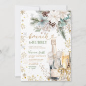 Invitation Green Gold Brunch Bubbly Champagne Bridal Shower  (Devant)