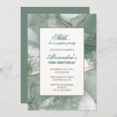 Invitation Green Gold Chic Luxury Surprise 93e anniversaire (Devant / Derrière)