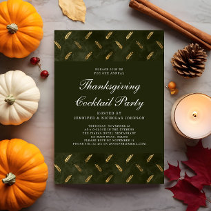 Invitation Green Gold Crop Thanksgiving Cocktail Party
