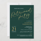 Invitation Green & Gold Elegant Corporate Retirement Party (Devant)