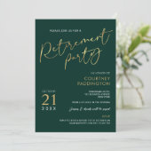 Invitation Green & Gold Elegant Corporate Retirement Party (Debout devant)