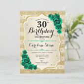 Invitation Green Gold Elegant Floral 30e anniversaire (Debout devant)