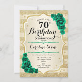 Invitation Green Gold Elegant Floral 70e anniversaire (Devant)