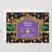 Invitation Green | Gold Elegant Floral Mardi Gras Party (Devant)