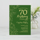 Invitation Green Gold Floral 70e fête d'anniversaire (Debout devant)