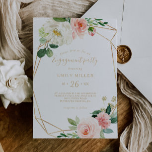 Invitation Green & Gold Geometry Elegant Engagement Party