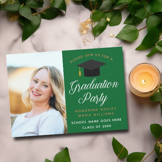 Invitation Green Gold Graduate Photo 2025 Graduation Party