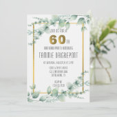 Invitation Green Gold Green Eucalyptus 60e fête d'anniversair (Debout devant)