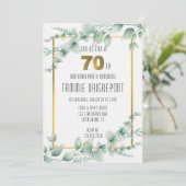 Invitation Green Gold Green Eucalyptus 70e fête d'anniversair (Debout devant)