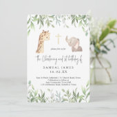 Invitation Green & Gold Jungle Christening & 1er anniversaire (Debout devant)