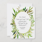 Invitation Green & Gold Leaf encadré Vous Serez Bridesmaid (Dos)