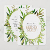 Invitation Green & Gold Leaf encadré Vous Serez Bridesmaid (Devant / Derrière)