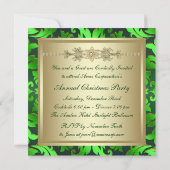 Invitation Green Gold Leaf fête de Noël d'entreprise (Dos)