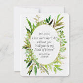 Invitation Green & Gold Leaf Serez-vous ma femme d'honneur (Dos)