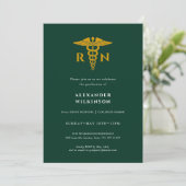 Invitation Green Gold Modern Nurse School Graduation (Debout devant)