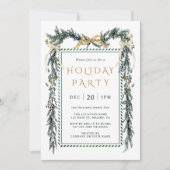 Invitation Green & Gold Noël Garland (Devant)