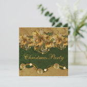 Invitation Green Gold Poinsettia Gold (Debout devant)