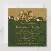 Invitation Green Gold Poinsettia Gold (Dos)