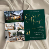 Invitation Green & Gold Property Flyer Open House Four Photos