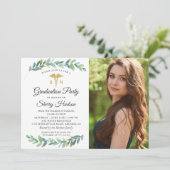 Invitation Green Gold RN Nursing Graduation Photo (Debout devant)