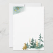 Invitation Green Gold Rustic Pine Trees Mariage Enregistrer l (Dos)