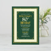 Invitation Green Gold Simple Homme's Classic 80th Birthday (Debout devant)