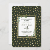 Invitation Green & Gold Snow Holiday Party (Devant)