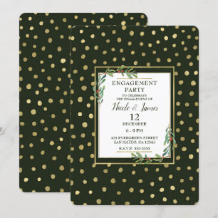 Invitation Green & Gold Snow Holiday Party