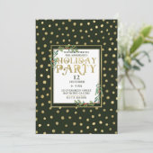 Invitation Green & Gold Snow Holiday Party (Debout devant)