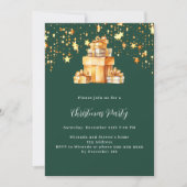 Invitation Green Gold stars cadeaux Noël (Devant)