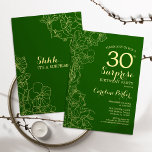 Invitation Green Gold Surprise 30e fête d'anniversaire<br><div class="desc">Floral Green Gold Surprise 30e anniversaire de fête Invitation. Design moderne minimaliste avec accents botaniques et police de script de typographie. Carte invitation florale simple parfaite pour une célébration anniversaire surprise femme élégante. Peut être customisé à n'importe quel âge.</div>