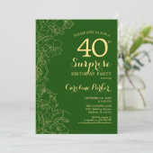 Invitation Green Gold Surprise 40e fête d'anniversaire (Debout devant)