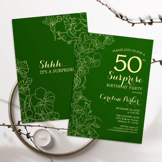 Invitation Green Gold Surprise 50e anniversaire