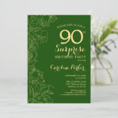Invitation Green Gold Surprise 90e fête d'anniversaire (Debout devant)