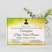 Invitation Green Gold Watercolor Réunion de classe secondaire (Debout devant)