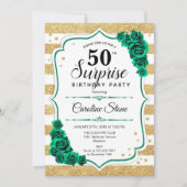 Invitation Green Gold White Surprise 50e anniversaire (Devant)