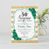 Invitation Green Gold White Surprise 50e anniversaire (Debout devant)