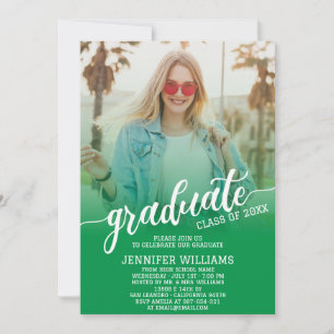 Invitation Green Graduate Photo Grad Party