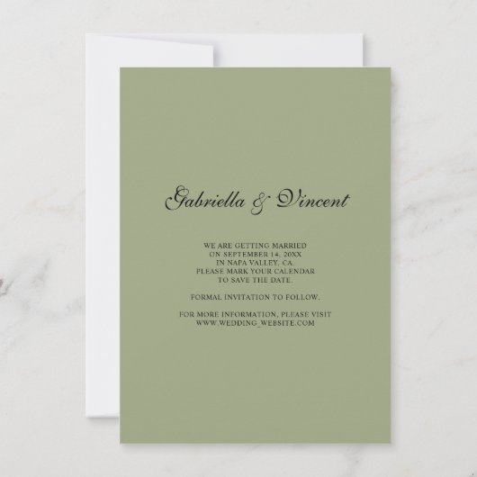 Invitation Green Grapes Vineyard Wedding Enregistrer la date (Dos)