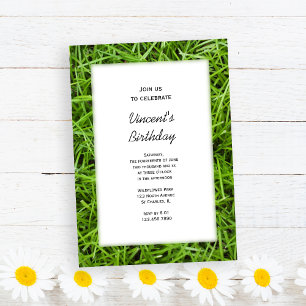 Invitation Green Grass Jardin fête d'anniversaire