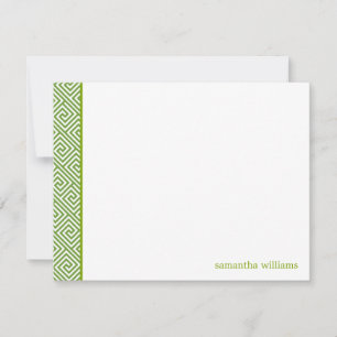 Invitation Green Greek Key Motif Merci Notes
