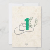 Invitation Green Grey 1er Rodéo avec anniversaire de cheval (Dos)